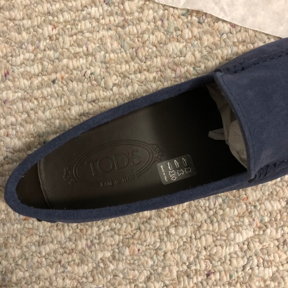 BNWT NAVY BLUE SUEDE MEN\'S TOD\'S GOMMINI LOAFER